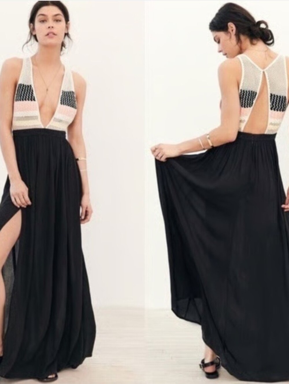 Amuse Society Crochet Maxi Dress Size Small